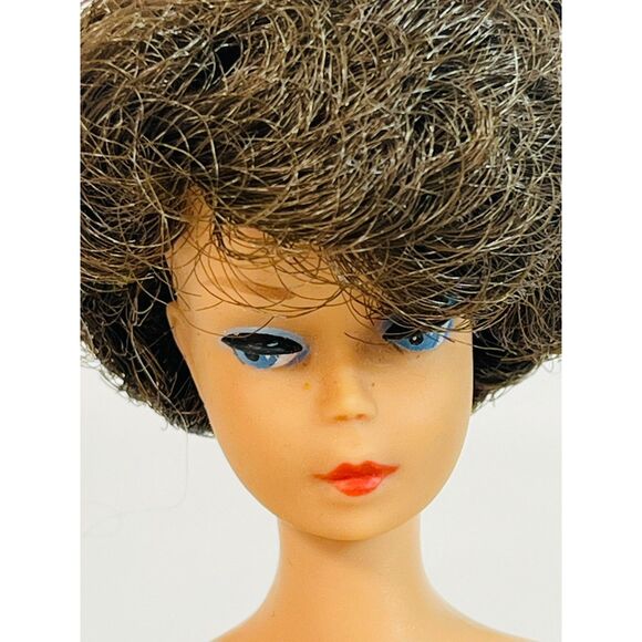 Vintage Brunette Bubble Cut Barbie Doll 1962 Zebra Striped Swimsuit - Picture 6 of 9